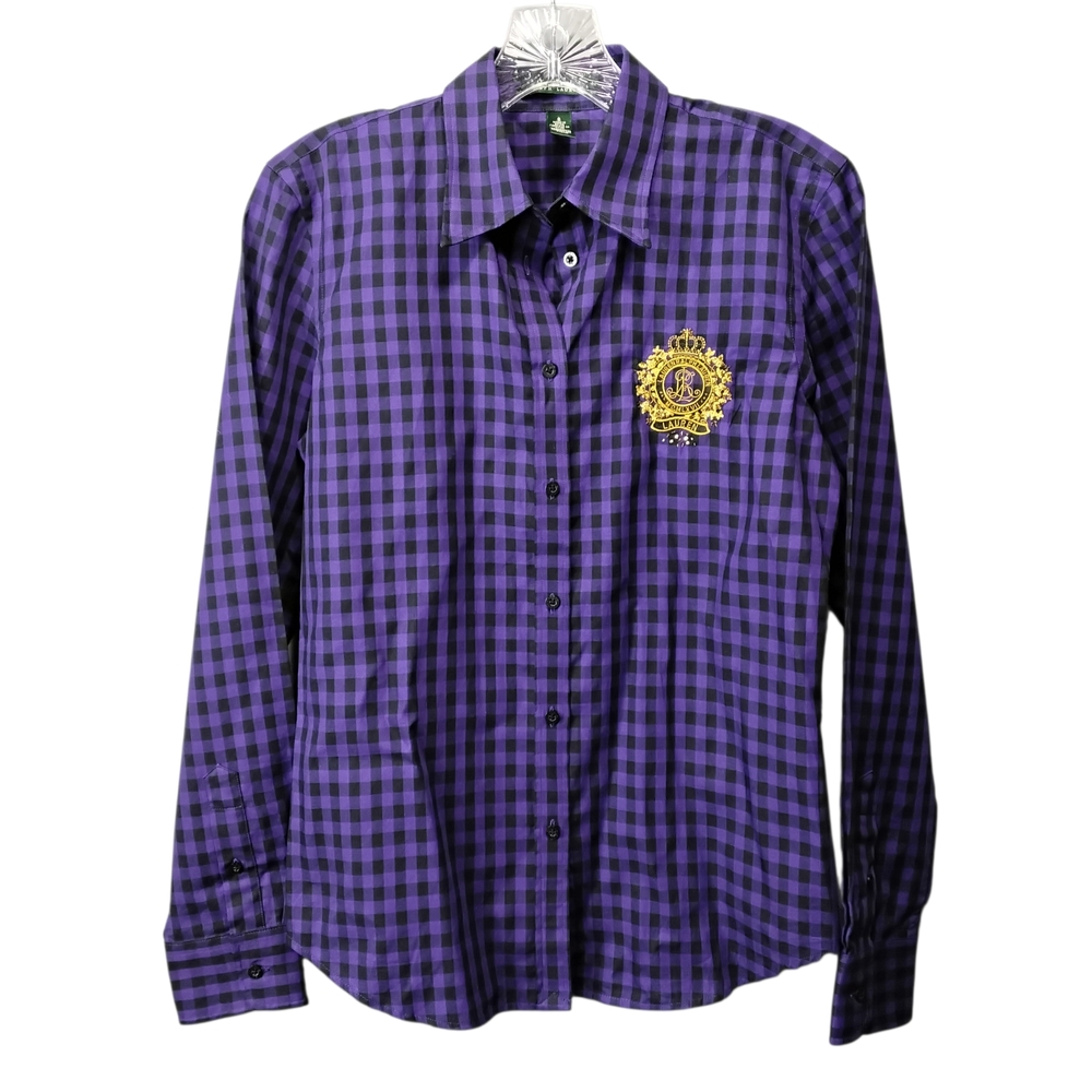 Ralph Lauren Purple Black Gingham Button Shirt‎ - Small